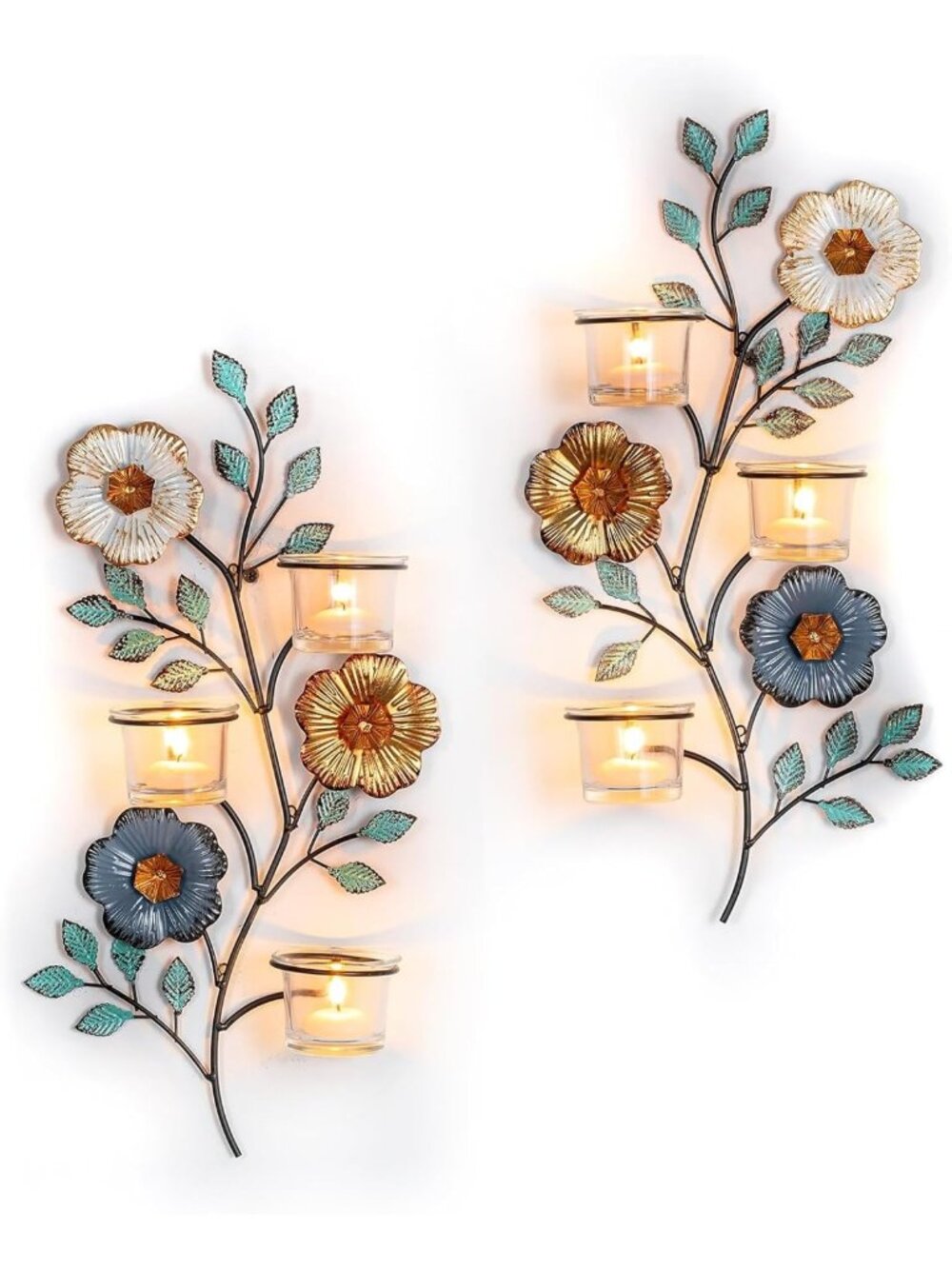 Elegant Wall Candle Holders - 6 Tealight Glass Sconces for Home Decor